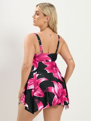 Tankini o kroju oversize Yours Curve z kwiatowym wzorem i węzłem z przodu - Obraz 3 z 6