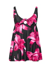 Tankini o kroju oversize Yours Curve z kwiatowym wzorem i węzłem z przodu - Obraz 5 z 6