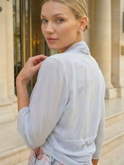 Roman Grey Ruched Hem Chiffon Bolero - Image 3 of 4