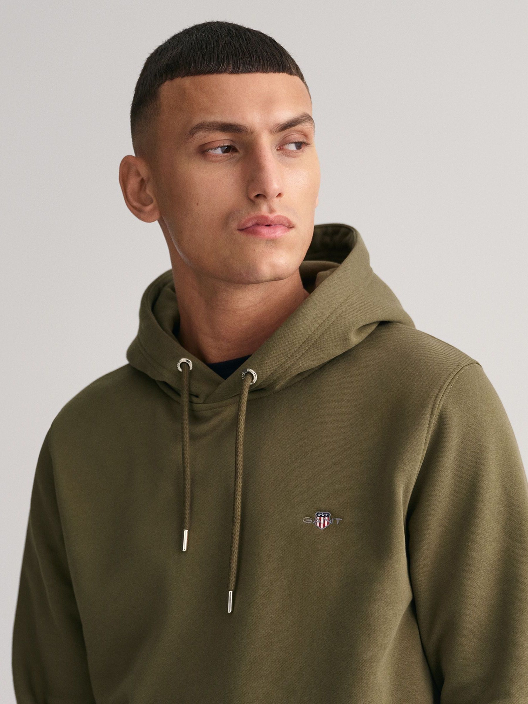 GANT Juniper Green Regular Fit Shield Logo Hoodie - Image 3 of 4