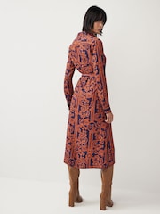 GANT Purple Slim Lace Print Midi Shirt Dress - Image 2 of 9
