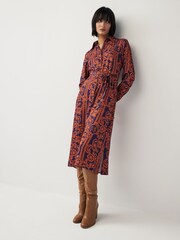 GANT Purple Slim Lace Print Midi Shirt Dress - Image 3 of 9