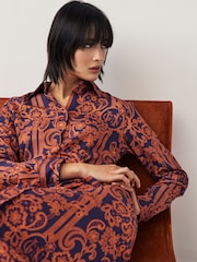 GANT Purple Slim Lace Print Midi Shirt Dress - Image 6 of 9