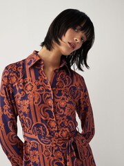 GANT Purple Slim Lace Print Midi Shirt Dress - Image 7 of 9