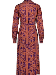 GANT Purple Slim Lace Print Midi Shirt Dress - Image 9 of 9