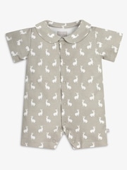 The Little Tailor Baby Jersey Bunny Print 100% Cotton Romper - Image 2 of 5