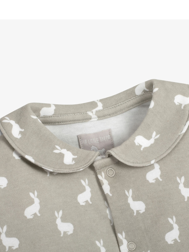The Little Tailor Baby Jersey Bunny Print 100% Cotton Romper - Image 5 of 5