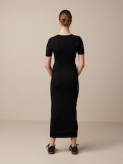 Black Ribbed Midi Skirt - Image 2 of 6