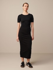 Black Ribbed Midi Skirt - Image 3 of 6