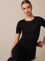 Black Ribbed Midi Skirt - Image 4 of 6