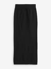 Black Ribbed Midi Skirt - Image 5 of 6