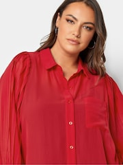 Yours Curve Red London Pleat Sleeve Shirt - Image 4 of 4