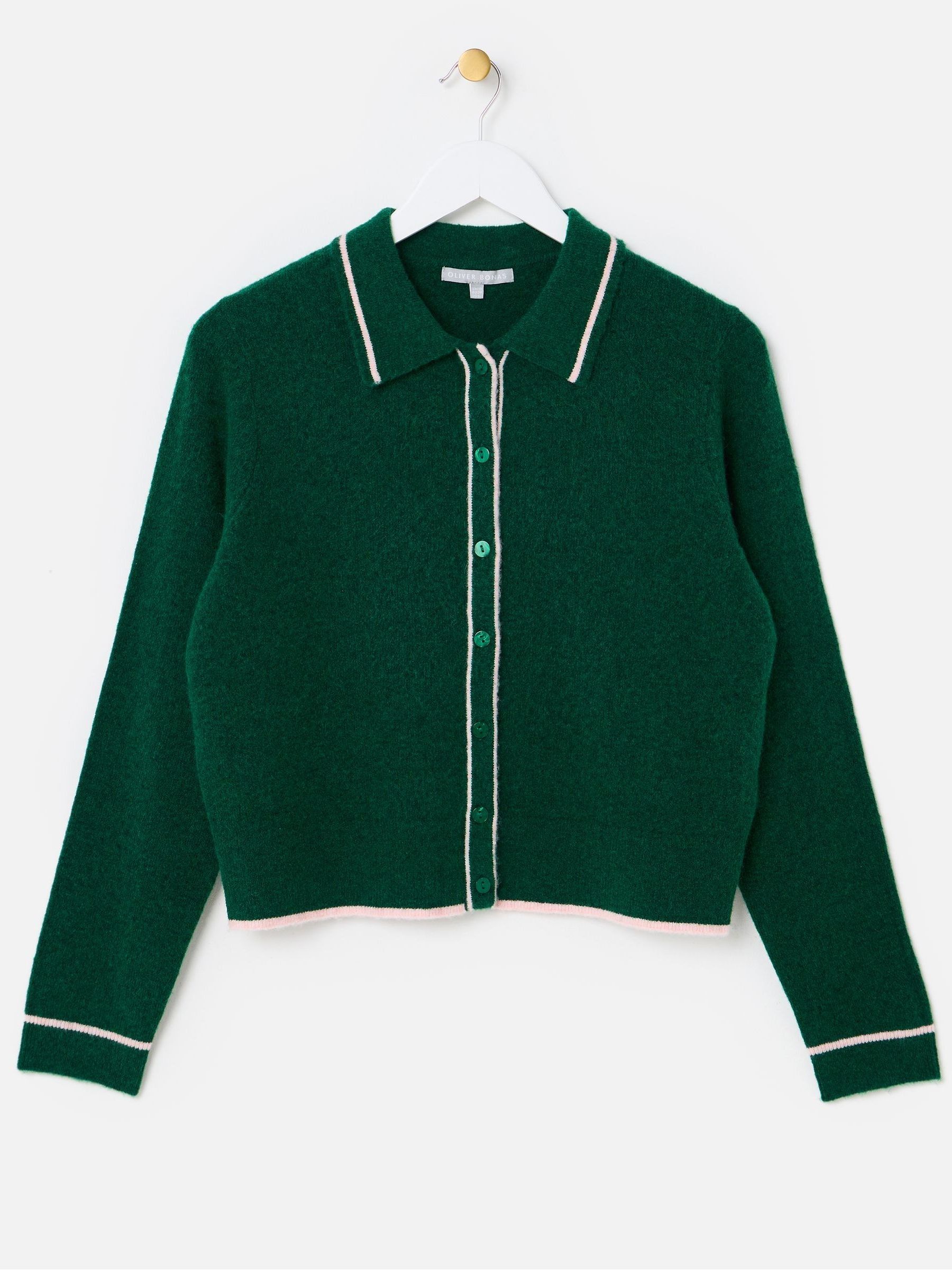 Buy Oliver Bonas Dark Green Collared Knitted Cardigan from Next USA