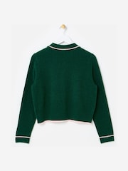 Oliver Bonas Dark Green Collared Knitted Cardigan - Image 2 of 6