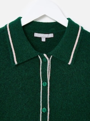 Oliver Bonas Dark Green Collared Knitted Cardigan - Image 3 of 6