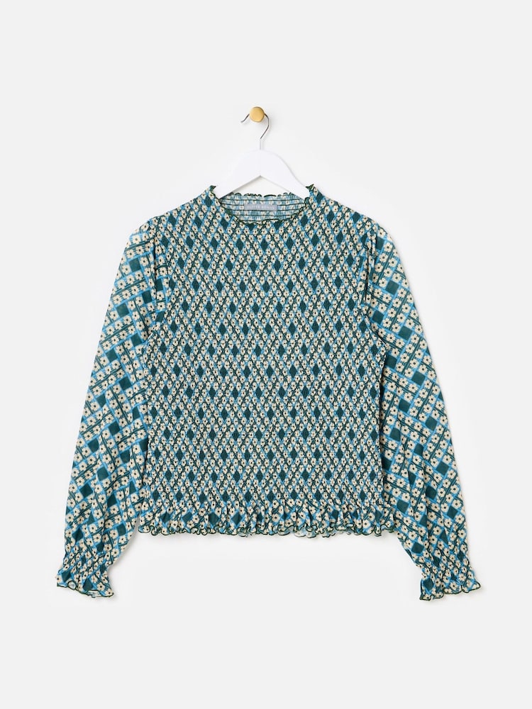 Oliver Bonas un zils puķains ģeometriskais krokotais sietveida tops - Attēls 1 no 6