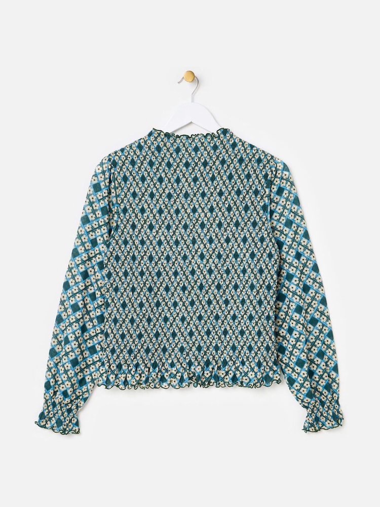 Oliver Bonas un zils puķains ģeometriskais krokotais sietveida tops - Attēls 2 no 6