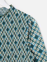 Oliver Bonas un zils puķains ģeometriskais krokotais sietveida tops - Attēls 4 no 6
