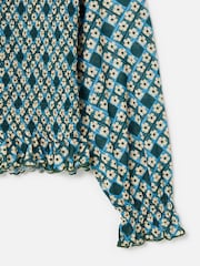 Oliver Bonas un zils puķains ģeometriskais krokotais sietveida tops - Attēls 5 no 6