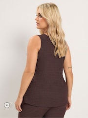 Yours Curve Brown Textured Waistcoat - Image 3 of 6