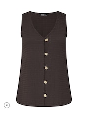 Yours Curve Brown Textured Waistcoat - Image 5 of 6