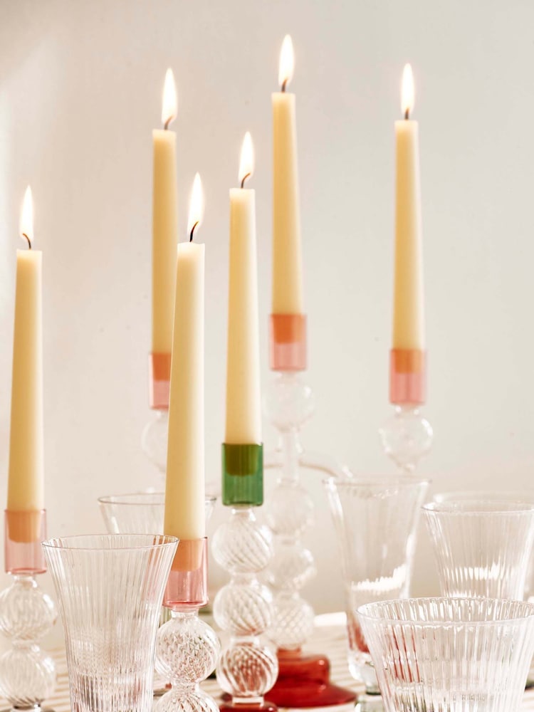 Oliver Bonas Orange Lea Glass Candlestick Holder - Image 1 of 4 Oliver Bonas Orange Lea Glass Candlestick Holder - Image 1 of 4
