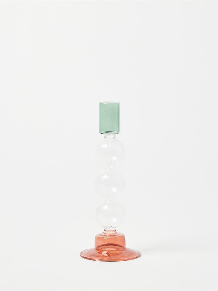 Oliver Bonas Orange Lea Glass Candlestick Holder - Image 2 of 4 Oliver Bonas Orange Lea Glass Candlestick Holder - Image 2 of 4
