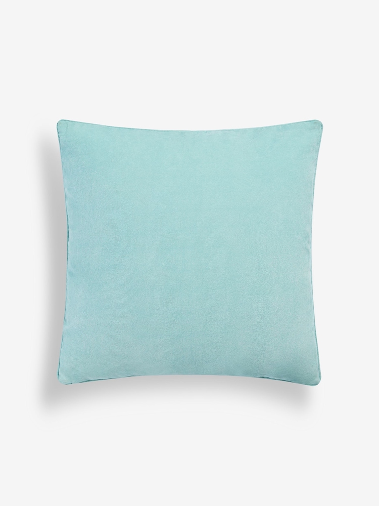 Teal Blue 59 x 59cm Soft Velour Cushion - Image 6 of 6