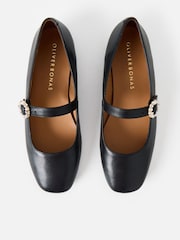 Oliver Bonas Black Diamante Buckle Mary Jane Ballet Flats - Image 3 of 6