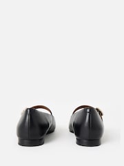Oliver Bonas Black Diamante Buckle Mary Jane Ballet Flats - Image 4 of 6