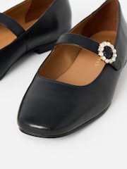 Oliver Bonas Black Diamante Buckle Mary Jane Ballet Flats - Image 5 of 6