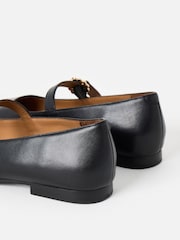 Oliver Bonas Black Diamante Buckle Mary Jane Ballet Flats - Image 6 of 6