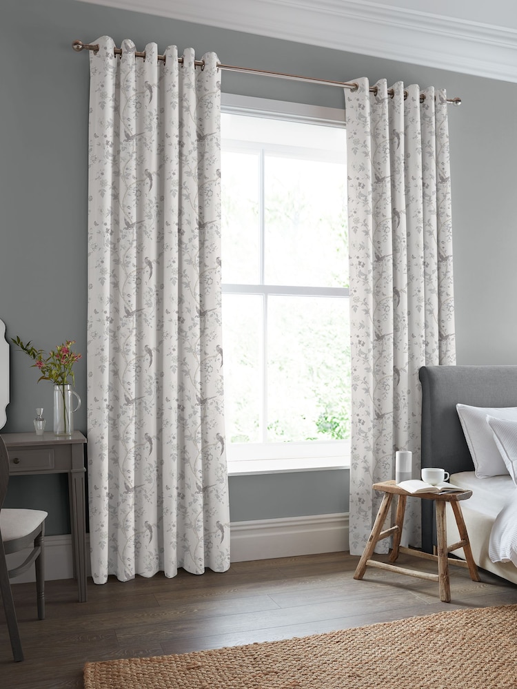 Laura Ashley Dove Grey Summer Palace Made to Measure 100% Cotton Curtains - Image 1 of 7