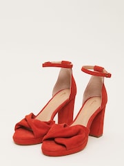 Phase Eight Red Suede Twist Front Platform Sandals - Image 2 of 7