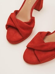 Phase Eight Red Suede Twist Front Platform Sandals - Image 3 of 7