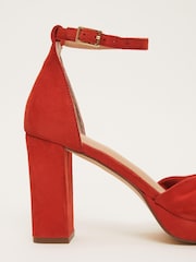 Phase Eight Red Suede Twist Front Platform Sandals - Image 4 of 7