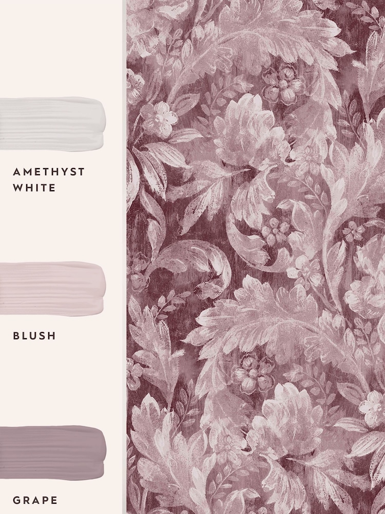 Laura Ashley Pale Blackberry Purple Appoline 10M Wallpaper - Image 4 of 4