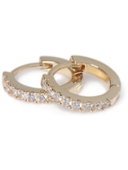 Aela Gold Tone Diamond Simulants Huggie Hoops - Image 2 of 2