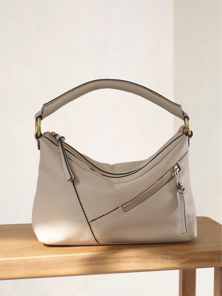 Mint Velvet Cream Leather Crossbody Bag - Image 1 of 3
