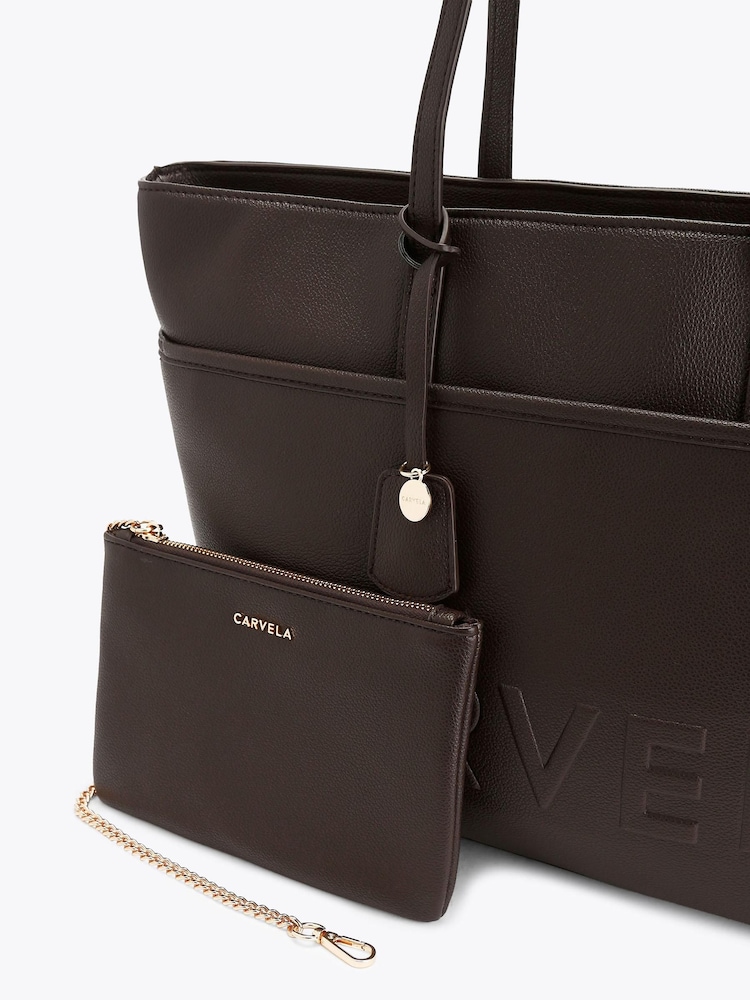 Carvela Brown Frame Pocket Wing Tote Bag - Image 4 of 4 Carvela Brown Frame Pocket Wing Tote Bag - Image 4 of 4