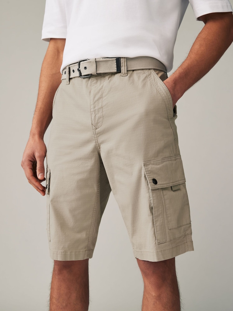 Stone Belted Cargo Shorts - Image 1 of 9