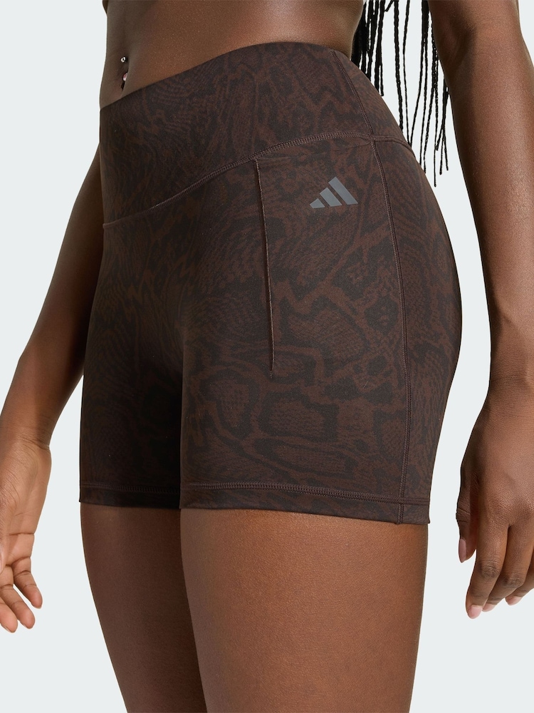 adidas Brown Optimé Snake Short Leggings - Image 1 of 5