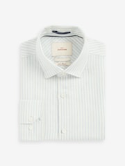 White/Light Blue Stripe Regular Fit Signature 100% Linen Shirt With Cutaway Collar - Image 7 of 9