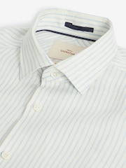 White/Light Blue Stripe Regular Fit Signature 100% Linen Shirt With Cutaway Collar - Image 8 of 9