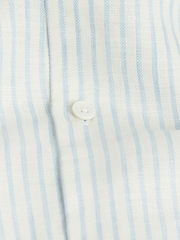 White/Light Blue Stripe Regular Fit Signature 100% Linen Shirt With Cutaway Collar - Image 9 of 9