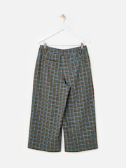 Oliver Bonas Green/Blue Checked Cropped Wide Leg Trousers - Image 2 of 5