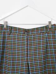 Oliver Bonas Green/Blue Checked Cropped Wide Leg Trousers - Image 3 of 5