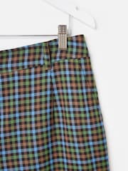 Oliver Bonas Green/Blue Checked Cropped Wide Leg Trousers - Image 4 of 5