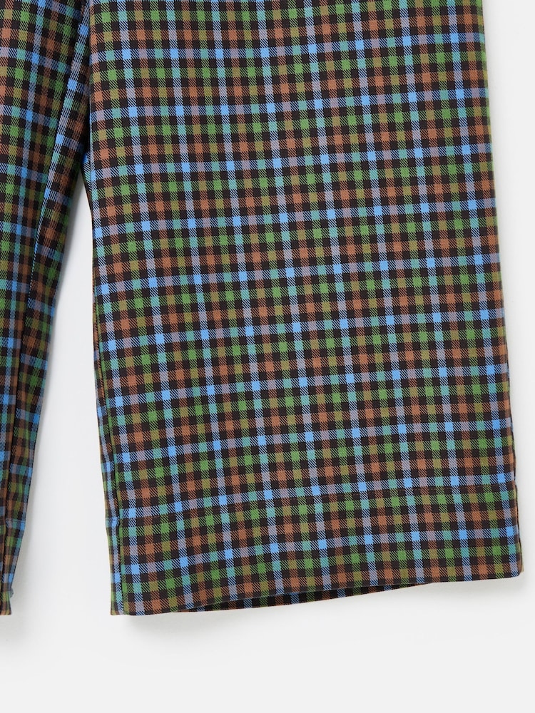 Oliver Bonas Green/Blue Checked Cropped Wide Leg Trousers - Image 5 of 5 Oliver Bonas Green/Blue Checked Cropped Wide Leg Trousers - Image 5 of 5