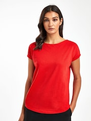 Red Cap Sleeve T-Shirt Top - Image 1 of 4